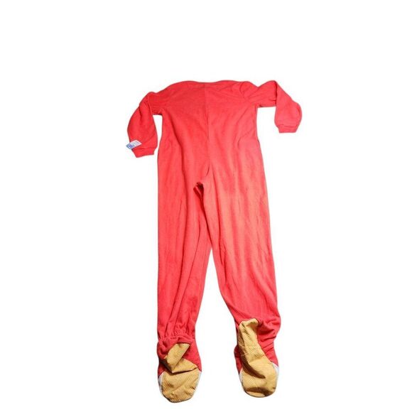 Nick & Nora Fox Footed Fleece Pajamas One Piece PJs Size M Orange - Picture 8 of 10